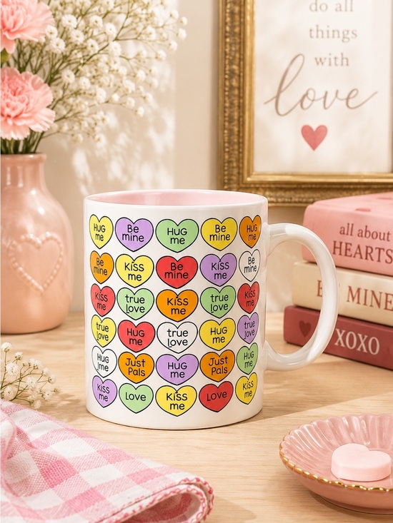 chris davenport Other - Vintage 1986 Chris Davenport Enesco Conversation Hearts Coffee Mug Pink Interior